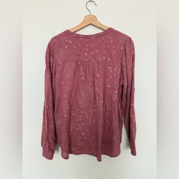 Anthropologie Long Sleeve Shirt Embroidered Mauve Size Large - Picture 3 of 8